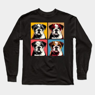 Pop Retro Bulldog Art - Cute Puppy Long Sleeve T-Shirt